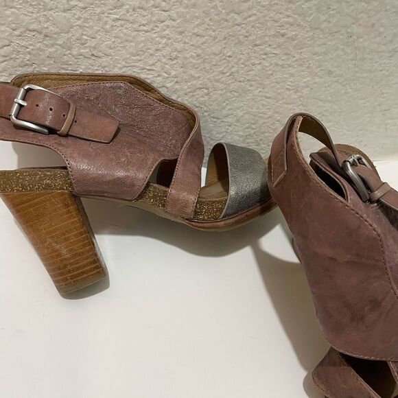 SOFFT Christine Platform Stacked Heel Leather Sandals Beta Gray Anthracite Sz 9 - Picture 7 of 14